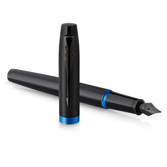 Parker  IM Vibrant Rings Fountain Pen - Black/Marine Blue