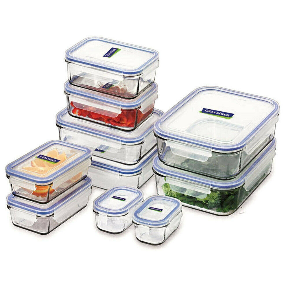 Glasslock Tempered Glass w/Lid Food Box/Storage/Container Set 10pc