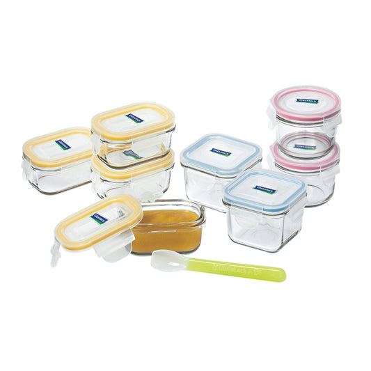 Glasslock 9 Piece Baby Food Container Set with Silicone Spoon