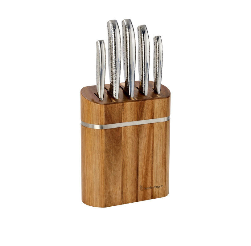 Stanley Rogers Domed Oval 6 Piece Knife Block - Brown