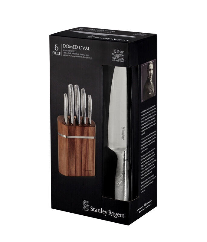 Stanley Rogers Domed Oval 6 Piece Knife Block - Brown