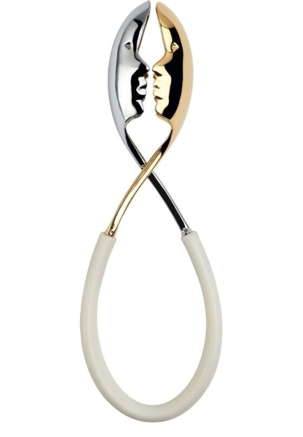 Bugatti Kiss Salad Tongs 2-piece Set - White/Gold/Chrome