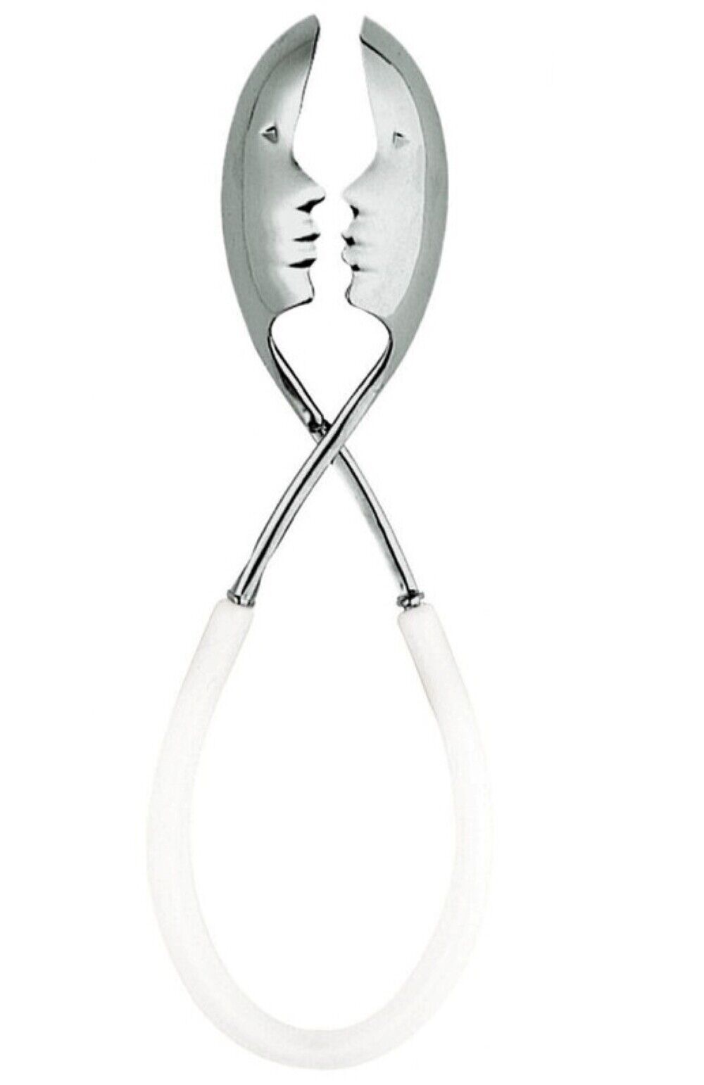 Bugatti Kiss Salad Tongs 2-piece Set - White/Gold/Chrome