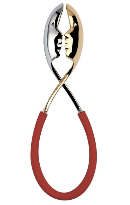 Bugatti Kiss Salad Tongs 2-piece Set - Red/Gold/Chrome