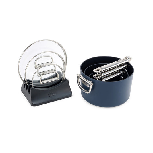 Joseph Joseph Space 3 Piece Non-Stick Saucepan & Lids Set - Midnight Blue