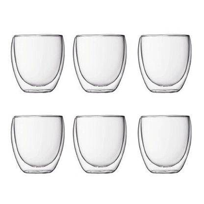 Bodum 4558-10-12  Small 250ml Pavina Double Wall 6pc Glass Set Clear