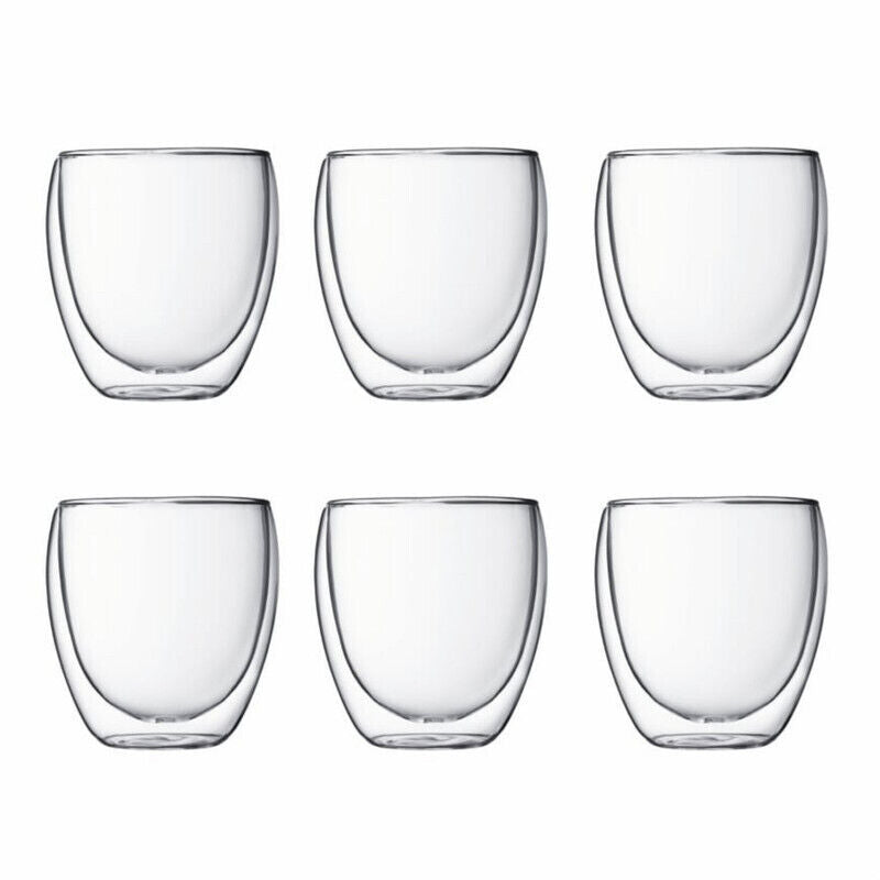 Bodum 4558-10-12  Small 250ml Pavina Double Wall 6pc Glass Set Clear