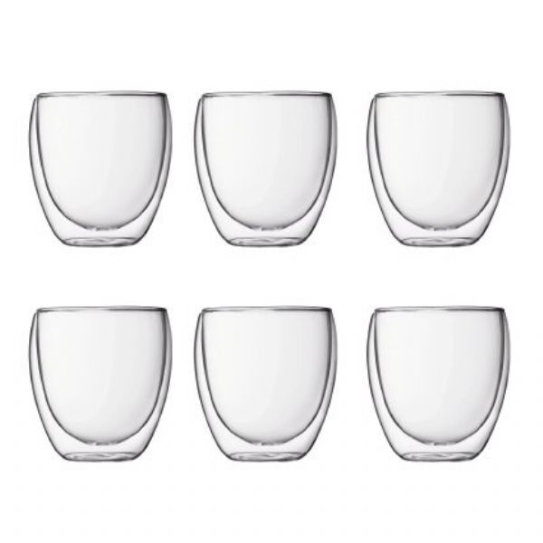 Bodum 4558-10-12  Small 250ml Pavina Double Wall 6pc Glass Set Clear