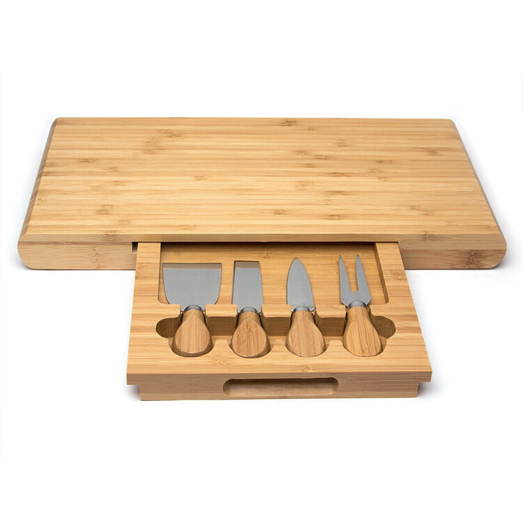 Stanley Rogers Wooden Bamboo Cheese Board 5 Pieces Knives Set Tools