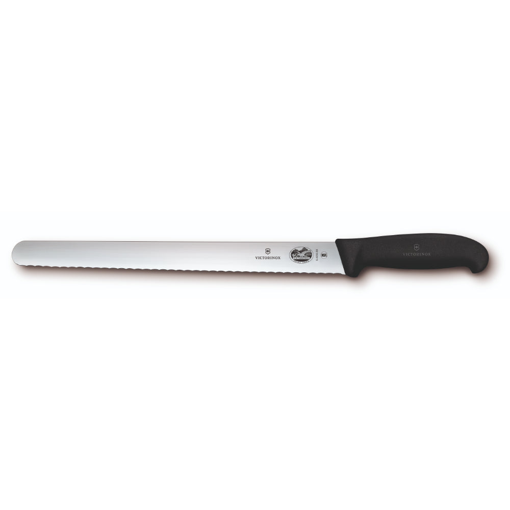 Victorinox Slicing Knife, 30cm Round Wavy Edge, Fibrox - Black