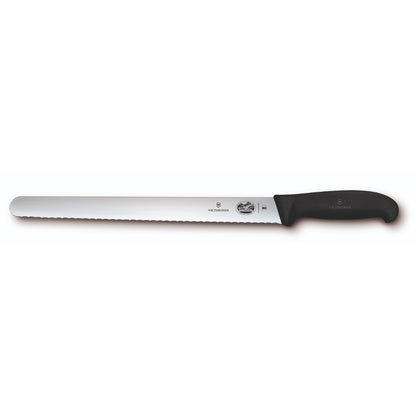 Victorinox Slicing Knife, 30cm Round Wavy Edge, Fibrox - Black