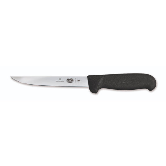 Victorinox Boning Knife, 12cm Straight, Narrow Blade, Fibrox - Black