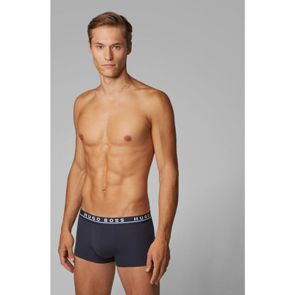 Hugo Boss Mens Three-pack of Stretch-cotton Trunks Size XL-Blue