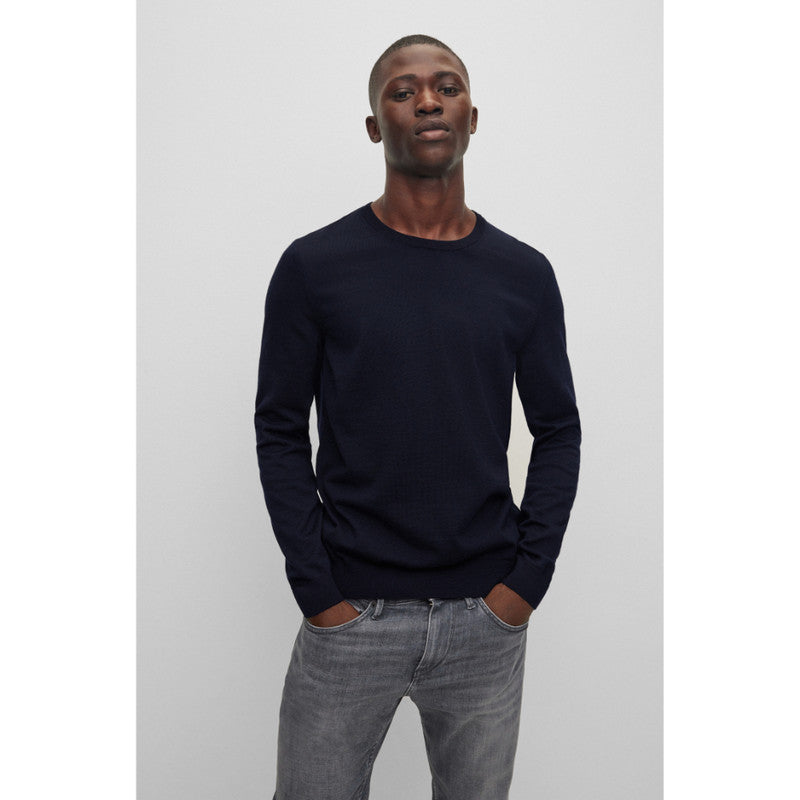 Hugo Boss Mens Leno-P Slim-fit Crew-neck Sweater Size L -Blue