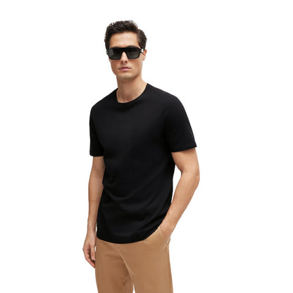 Hugo Boss Tessler Slim-fit Short-sleeved T-shirt in Mercerized Cotton Size M - Black