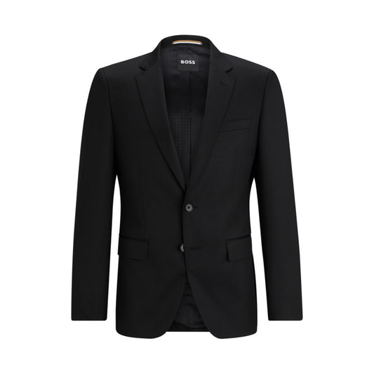 Hugo Boss Slim-Fit Virgin Wool Serge Suit Jacket - Black