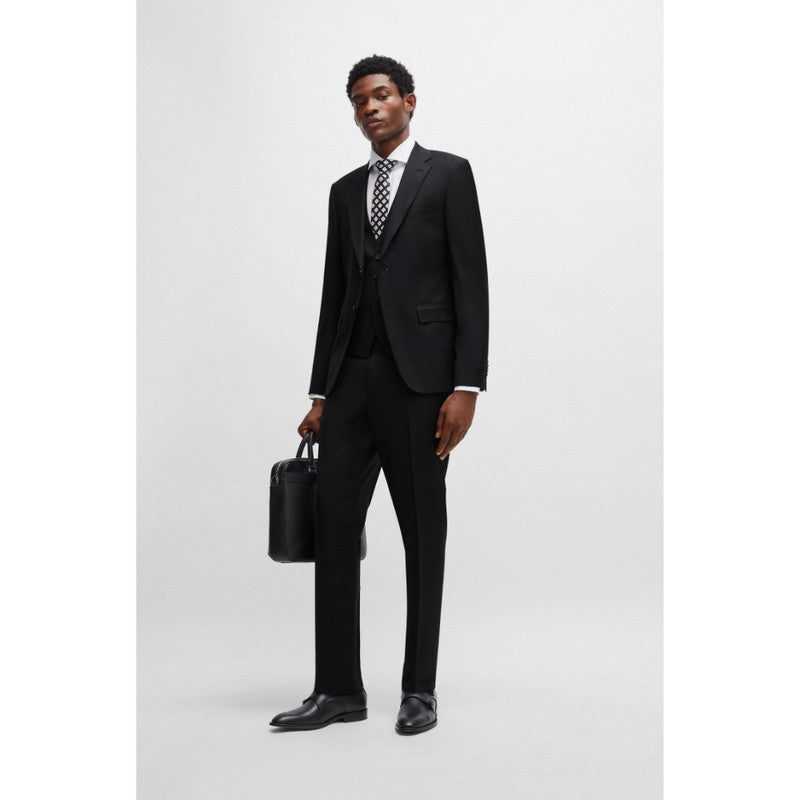 Hugo Boss Slim-Fit Virgn Wool Serge Trousers - Black