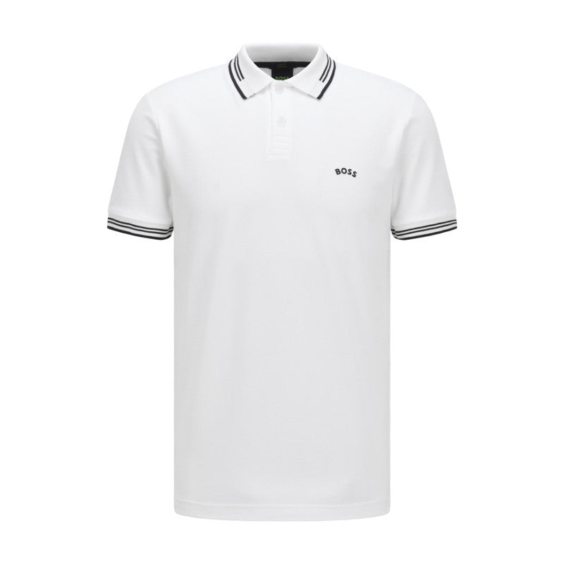 Hugo Boss Mens Paul Curved Slim-fit Polo Shirt Size XL - White