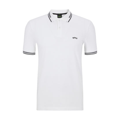 Hugo Boss Mens Paul Curved Slim-fit Polo Shirt Size XXL - White