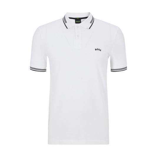 Hugo Boss Mens Paul Curved Slim-fit Polo Shirt Size XXL - White