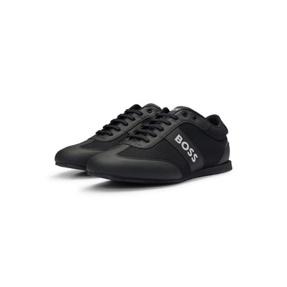 Hugo Boss Mens Size 40 Rusham Low Branded Trainers - Black