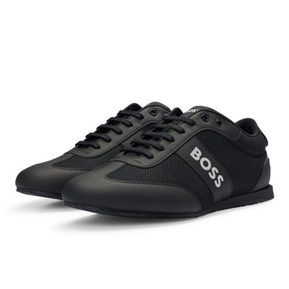 Hugo Boss Mens Size 41 Rusham Low Branded Trainers - Black