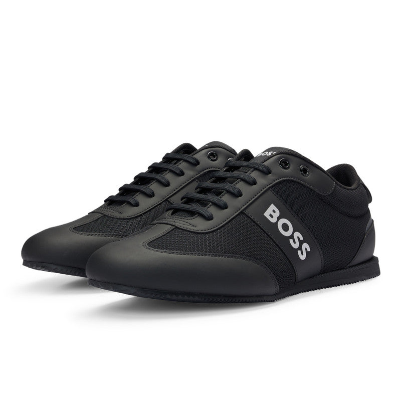 Hugo Boss Mens Size 40 Rusham Low Branded Trainers - Black