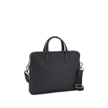 Hugo Boss Crosstown Italian-leather Document Case with Detachable Shoulder Strap - Black