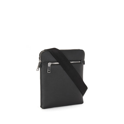 Hugo Boss Crosstown Grained Italian-leather Envelope Bag with Front Zip Pocket - Black