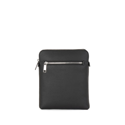 Hugo Boss Crosstown Grained Italian-leather Envelope Bag with Front Zip Pocket - Black