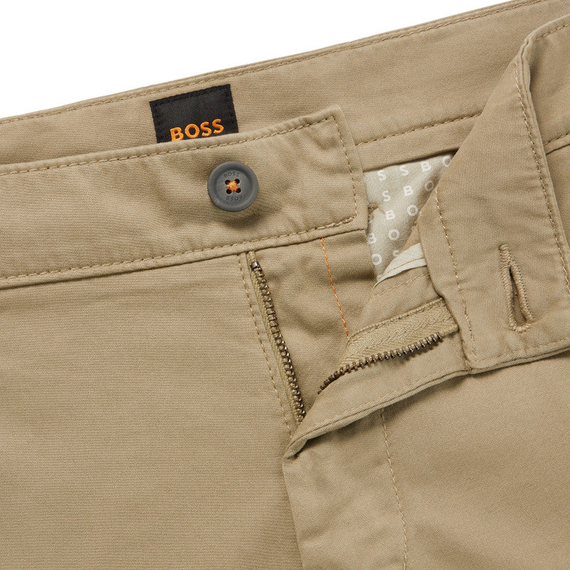 Hugo Boss Slim-Fit Stretch-Cotton Satin Trousers -Brown