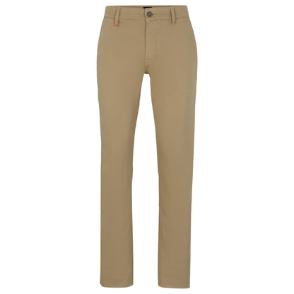 Hugo Boss Slim-Fit Stretch-Cotton Satin Trousers -Brown