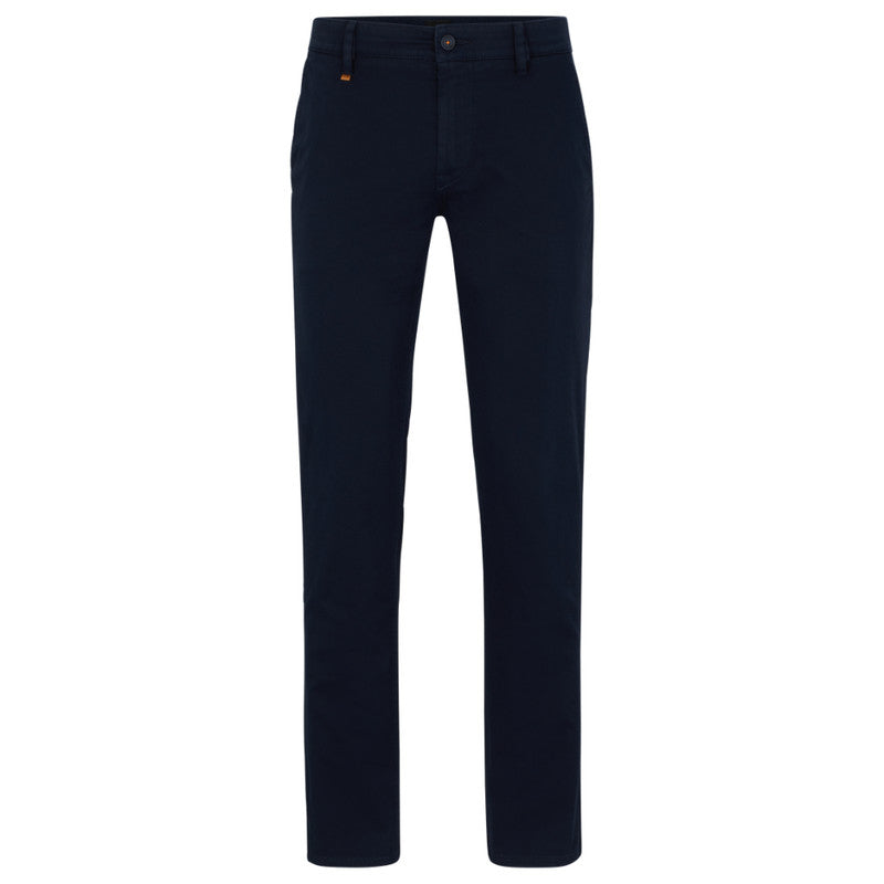 Hugo BossSlim-Fit Stretch-Cotton Satin Trousers -  Blue