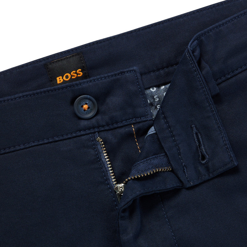 Hugo Boss Slim-Fit Stretch-Cotton Satin Trousers -  Blue