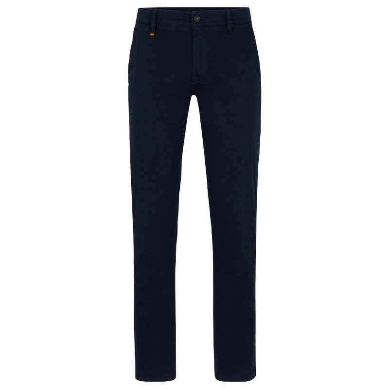 Hugo Boss Slim-Fit Stretch-Cotton Satin Trousers -  Blue