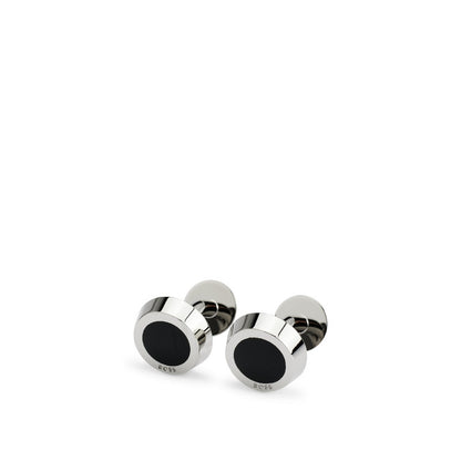 Hugo Boss Simony Round Cufflinks with Enamel Insert and Etched Logo