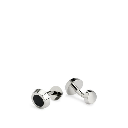 Hugo Boss Simony Round Cufflinks with Enamel Insert and Etched Logo