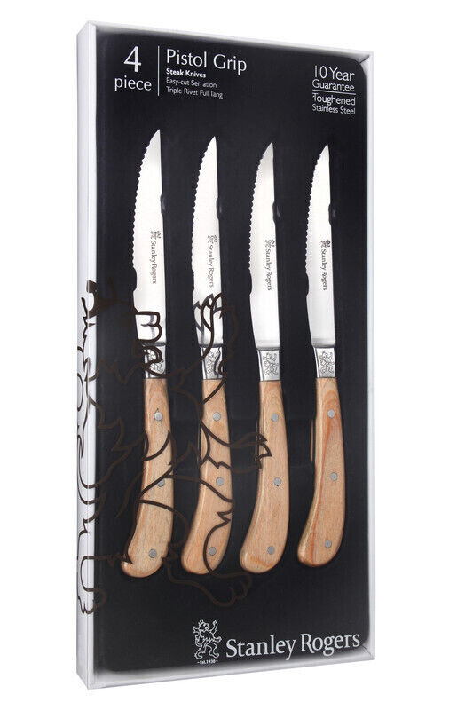 Stanley Rogers Pistol Grip Distressed Steak Knives - Set of 4