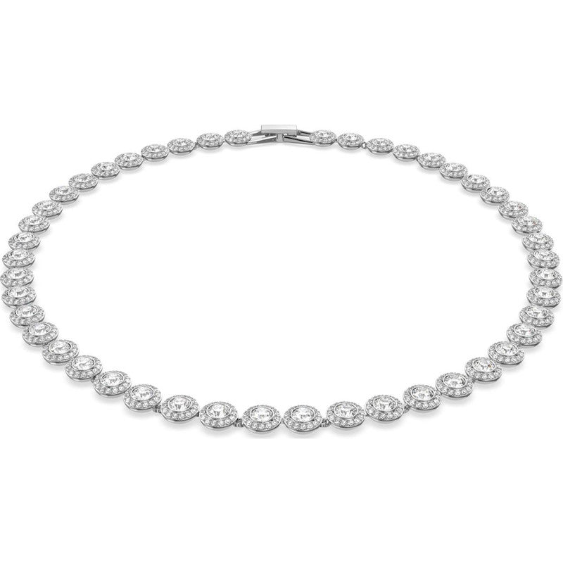 Swarovski Una Angelic Tennis Necklace  Round Cut  White  Rhodium Plated