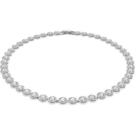 Swarovski Una Angelic Tennis Necklace  Round Cut  White  Rhodium Plated