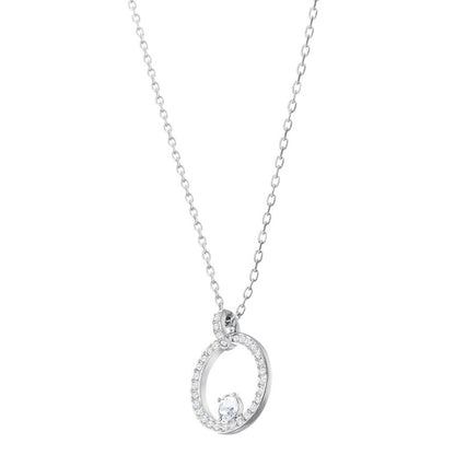 Swarovski Creativity Pendant, Circle, White, Rhodium Plated
