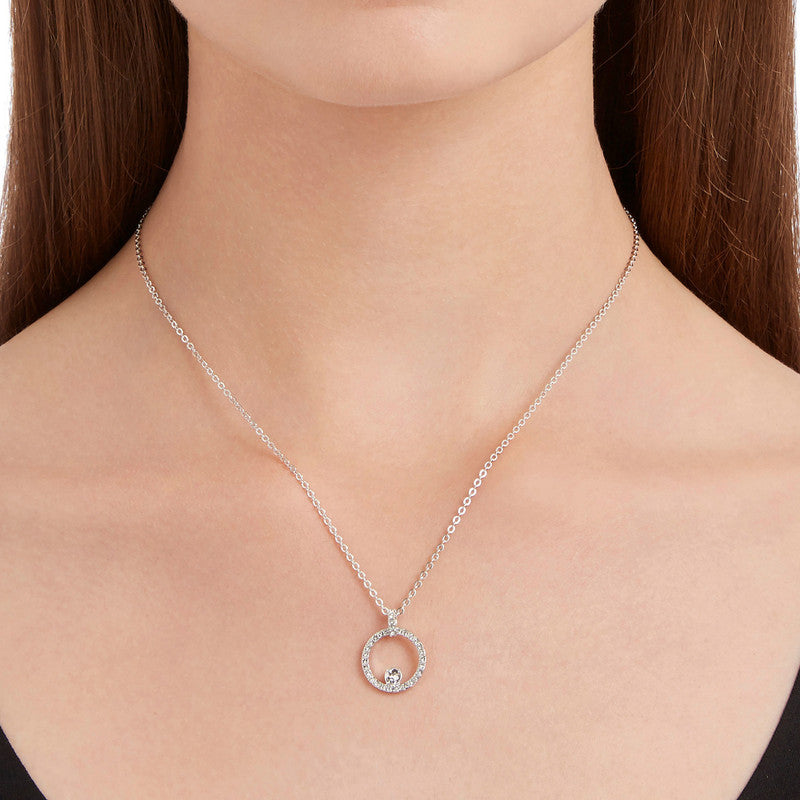 Swarovski Creativity Pendant, Circle, White, Rhodium Plated
