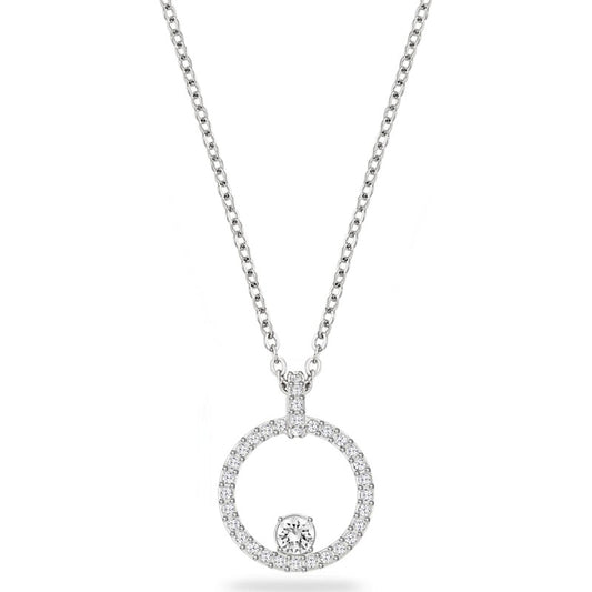 Swarovski Creativity Pendant, Circle, White, Rhodium Plated