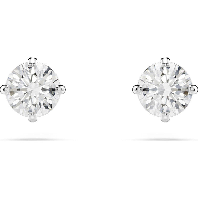 Swarovski Stilla Attract Stud Earrings  Round Cut  White  Rhodium Plated