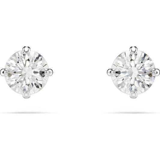 Swarovski Stilla Attract Stud Earrings  Round Cut  White  Rhodium Plated