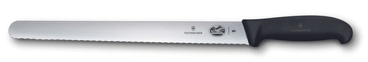 Victorinox Slicing Knife, 30cm Round Wavy Edge, Fibrox - Black