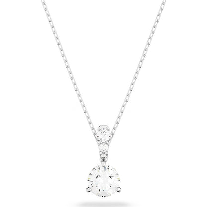 Swarovski Solitaire Pendant  Round Cut  White  Rhodium Plated