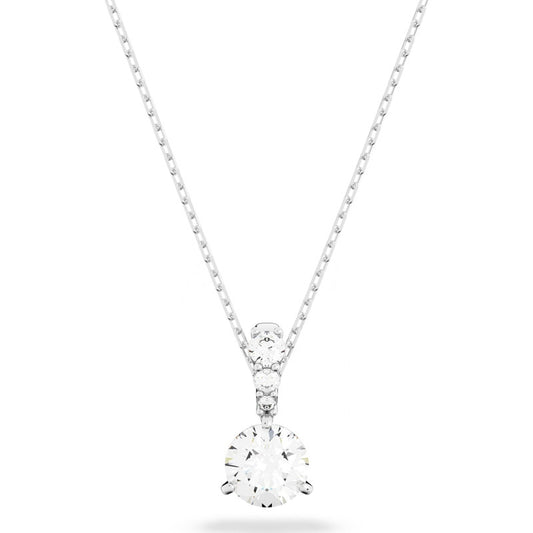 Swarovski Solitaire Pendant  Round Cut  White  Rhodium Plated