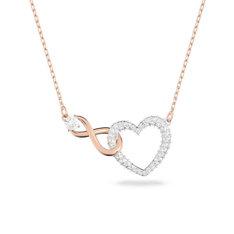 Swarovski Infinity Necklace Infinity and Heart  White  Mixed Metal Finish