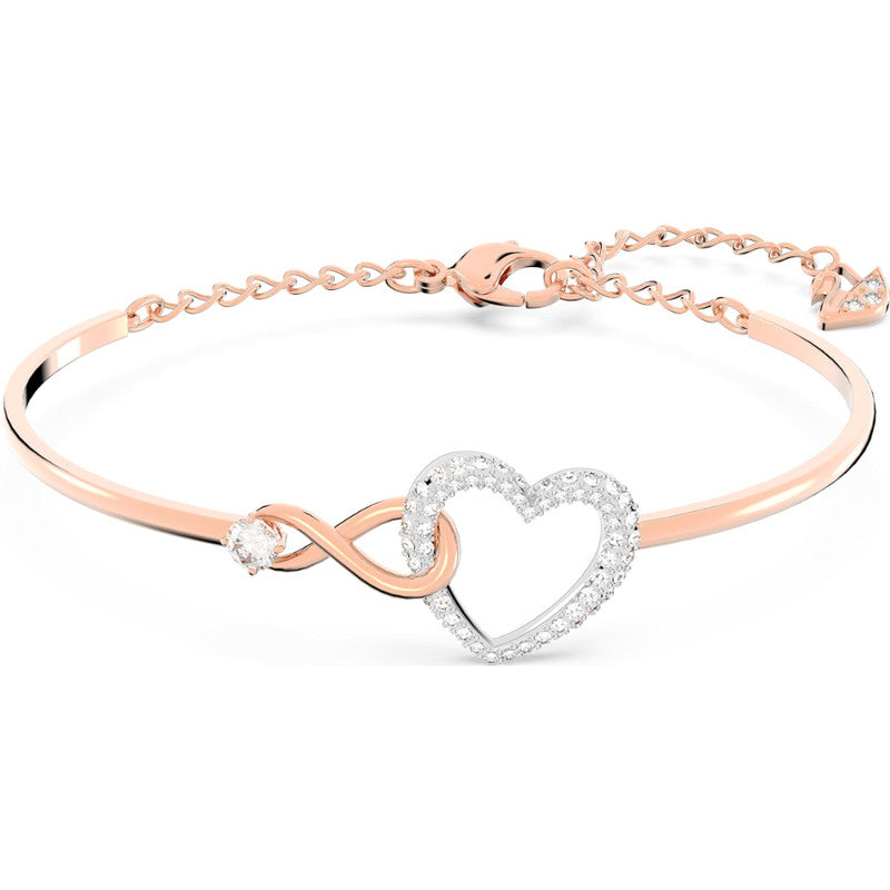 Swarovski Infinity Bangle  Infinity and Heart  White  Mixed Metal Finish